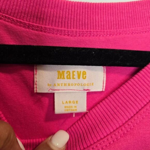 Anthropologie Maeve Cropped Sweatshirt Women's Large Pink Twist Front Gorpcore - Picture 5 of 7